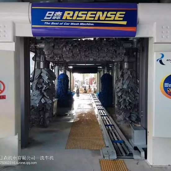 Risense Drive-Through-Förderband-Autowaschtunnelsystem vollautomatisch mit Lufttrockner und Trockenbürsten